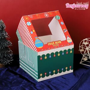 กล่องเค้ก 1 ปอนด์ ทรงสูง ลาย Festive Newyear 20.3x20.3x15 ซม.